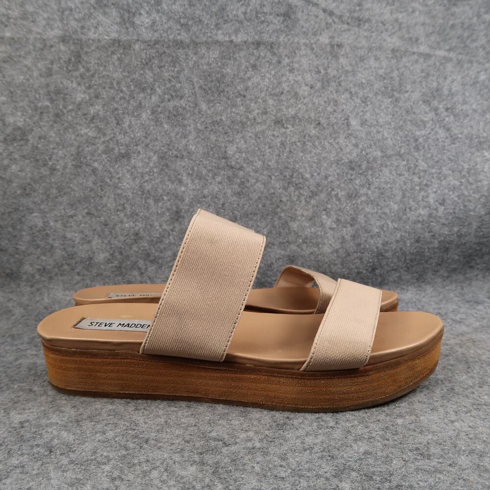 Steve Madden Shoes Womens 9.5 Sandals Fashion Platform Slip On Two Strap Brown